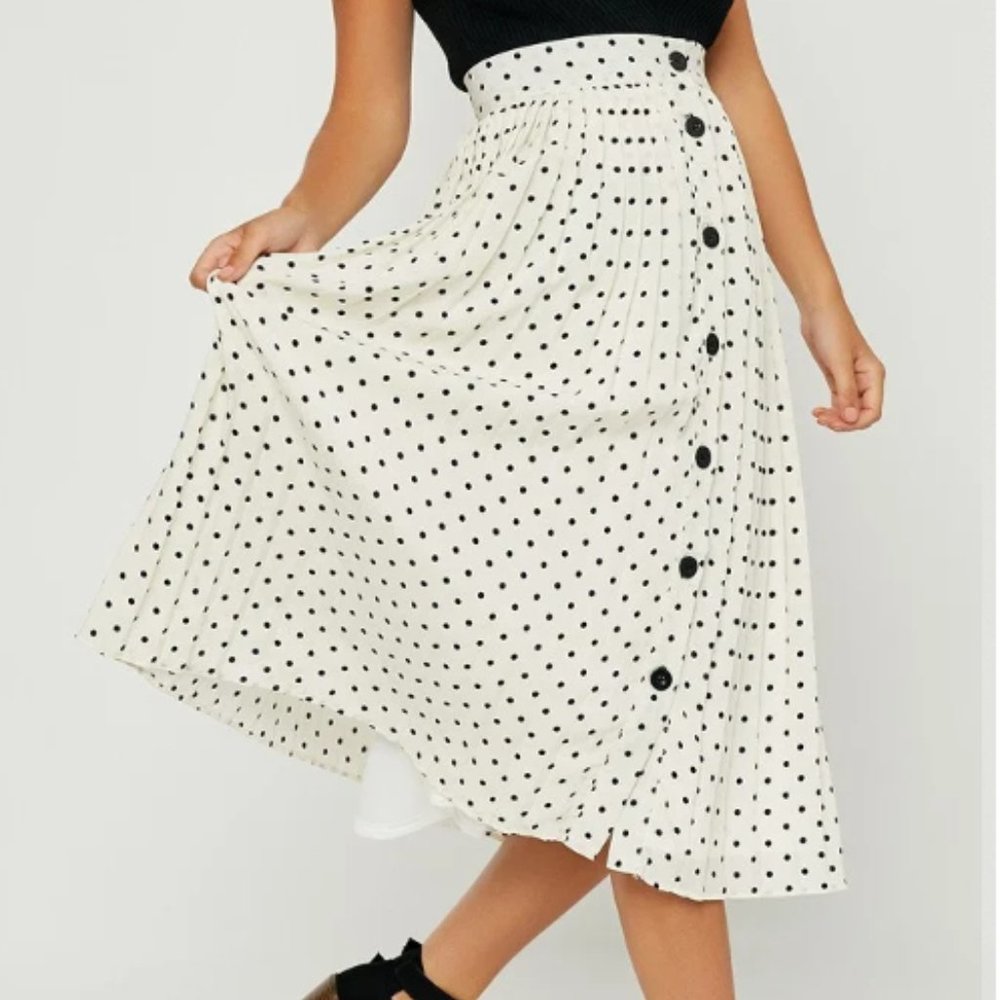 Retro/Vintage inspired Polka-Dot Pleated Midi Skir